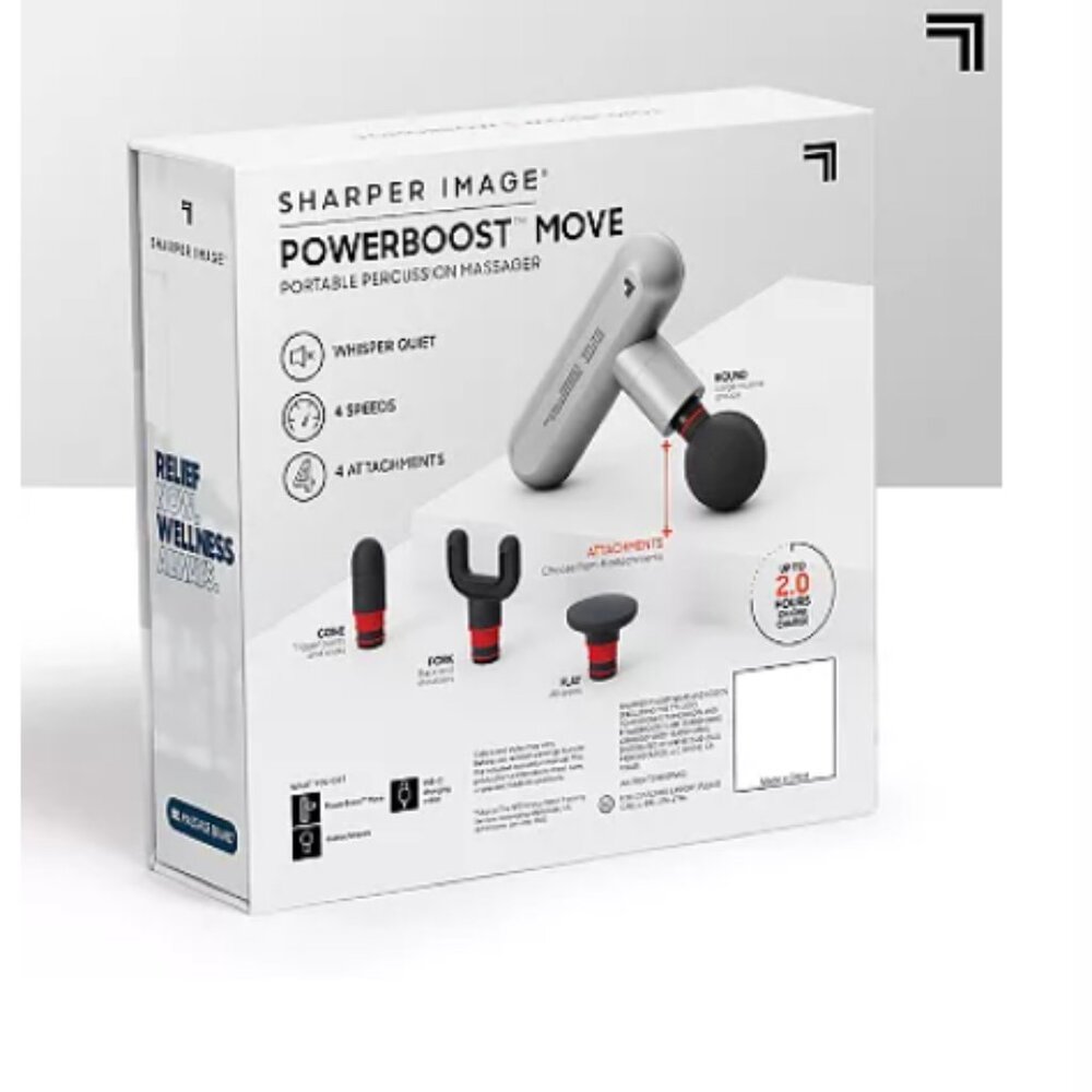 Sharper Image Powerboost Move Portable Percussion Massager Gray - Picture 3 of 11